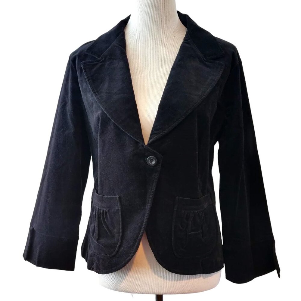 Morbid Threads Womens NWT Size XL Black Velvet Goth Single Button Blazer Jacket